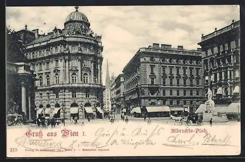 AK Wien, Albrechts-Platz mit Denkmal