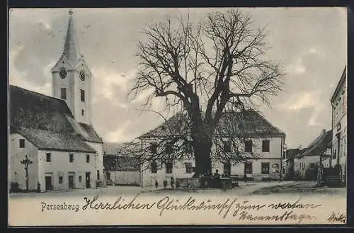 AK Persenbeug, Kirche und Marktplatz