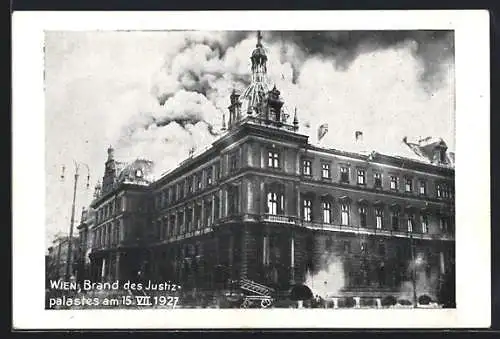 AK Wien, Justizpalast, Brand am 15.VII.1927