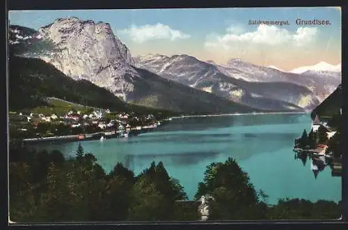 AK Grundlsee /Salzkammergut, Panoramablick in die Berge