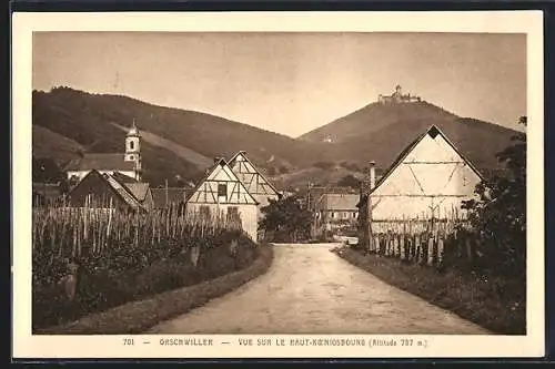 AK Orschwiller, vue générale du village, au fond, le Haut-Koenigsbourg