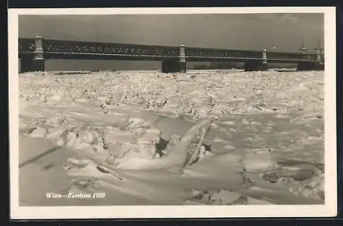 AK Wien, Eisstoss an der Reichsbrücke 1929