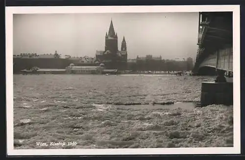 AK Wien, Eisstoss bei Reichsbrücke 1940