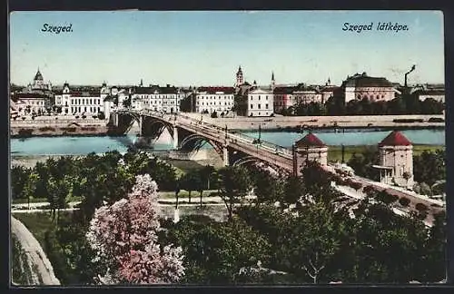 AK Szeged, latkepe, Ortspartie mit Brücke