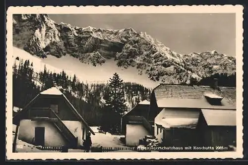 AK Alpenjägerschutzhaus mit Koschutta, Winteransicht