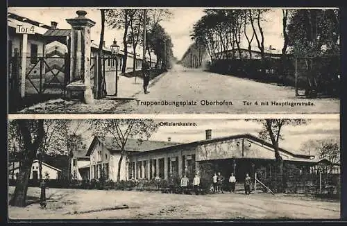 AK Oberhofen, Truppenübungsplatz, Tor 4 mit Hauptlagerstrasse, Offizierskasino