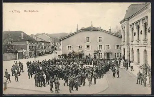 AK Cirey, Marktplatz mit Soldaten