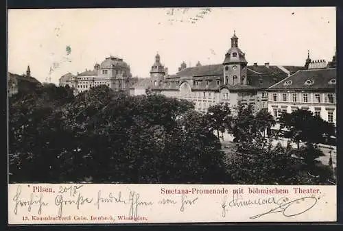 AK Pilsen, Smetana-Promenade und böhmisches Theater