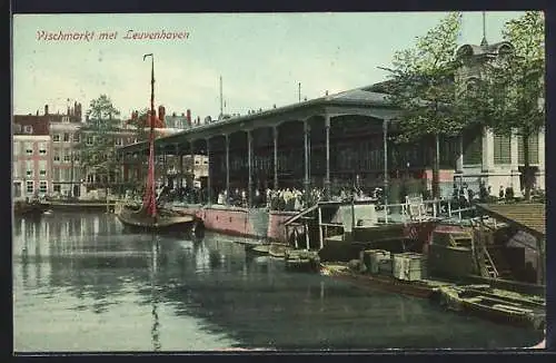 AK Rotterdam, Vischmarkt met Leuvenhaven, Segelboot