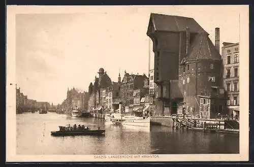 AK Danzig-Gdansk, Langebrücke mit Krahntor