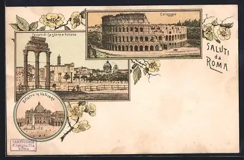 Lithographie Roma, Colosseo, Colosseum, Templo di Castore e Polluce