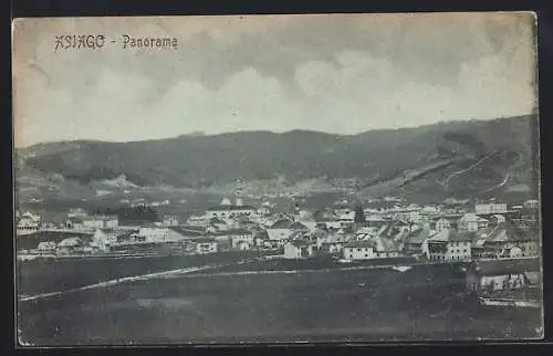 Mondschein-AK Asiago, Panorama aus der Vogelschau