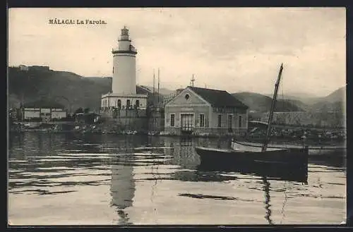 AK Malaga, Blick zum Leuchtturm, Farola