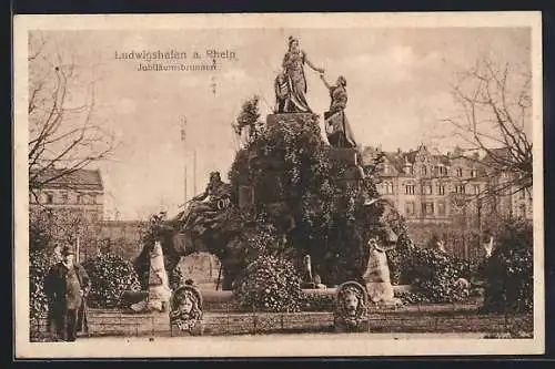 AK Ludwigshafen / Rhein, Partie am Jubiläumsbrunnen