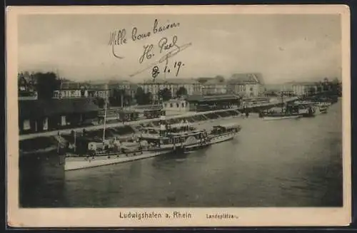 AK Ludwigshafen a. Rhein, Dampfer-Landeplätze am Rhein