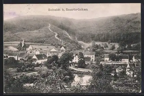 AK Scheidt b. Saarbrücken, Teilansicht mit Kirche