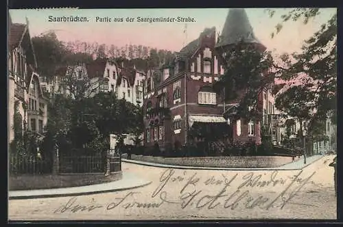 AK Saarbrücken, Saargemünder-Strasse mit Bäumen