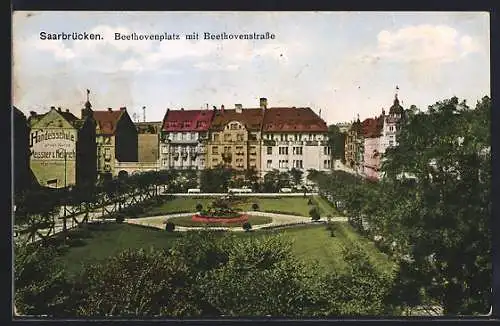 AK Saarbrücken, Beethovenplatz mit Beethovenstrasse