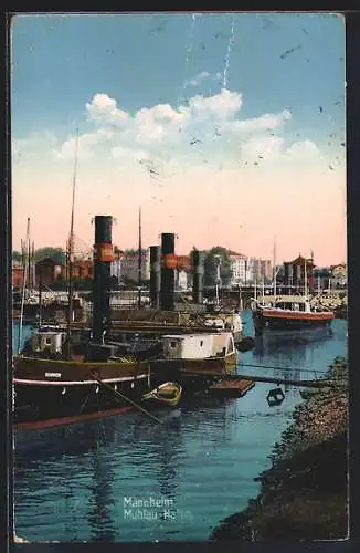 AK Mannheim, Mühlau, Hafen