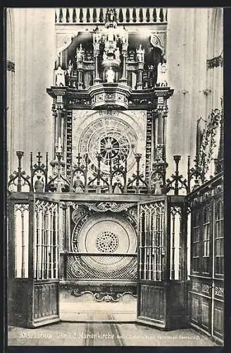 AK Lübeck, Astronomische Uhr in der Marienkirche, Innenansicht