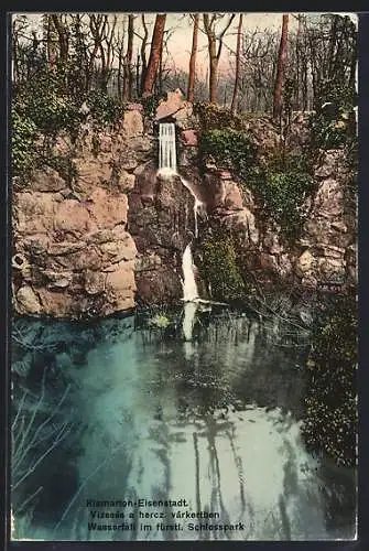 AK Eisenstadt, Wasserfall im fürstlichen Schlosspark