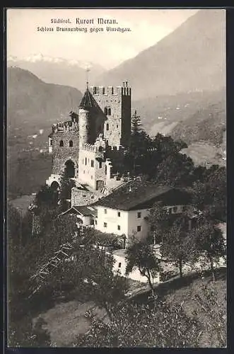 AK Meran, Schloss Brunnenburg gegen Vinschgau