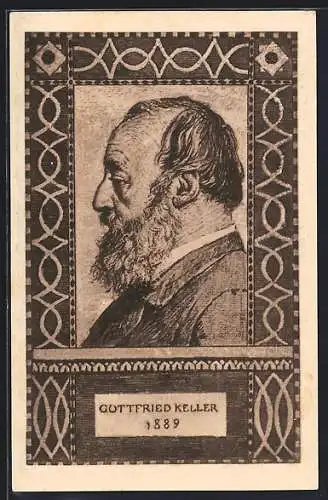 AK Gottfried Keller, 1889, Portrait