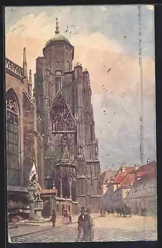 Künstler-AK Rudolf Preuss: Wien, Der unausgebaute Turm der Stephanskirche