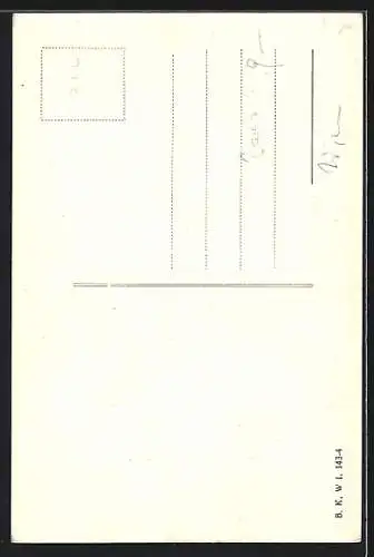 Künstler-AK Wien, Hof in der Langegasse 3, mit Aussentreppe