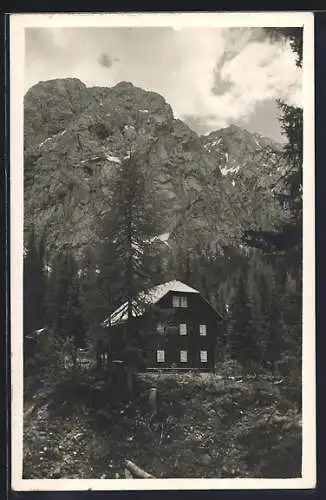 AK Comtonhütte, die Berghütte am Fusse d. Reisskofels