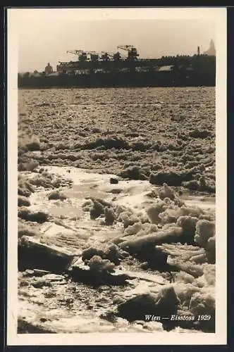 AK Wien, Der Eisstoss auf der Donau gegen das Handelskai 1929