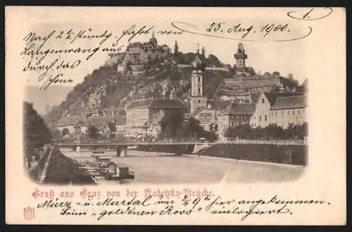 AK Graz, Blick von der Radetzkybrücke