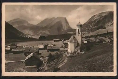 AK Schoppernau / Bregenzerwald, Ortsansicht aus der Vogelschau