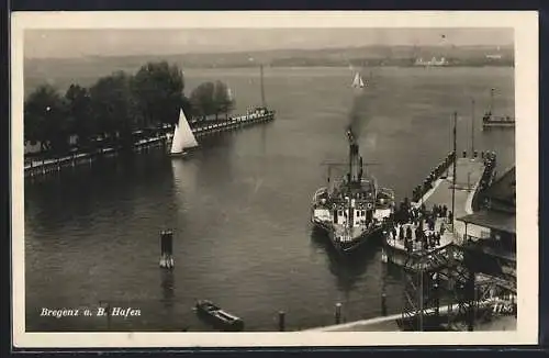 AK Bregenz a. B., Dampfer im Hafen