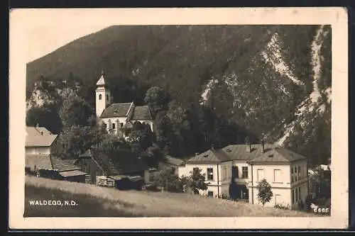 AK Waldegg, Ortsansicht mit Kirche