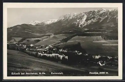 AK Edlach bei Reichenau, Panorama mit Kuranstalt im Vordergrund