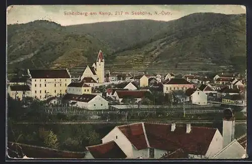 AK Schönberg am Kamp, Ortsansicht mit Walzmühle Josef Mantler