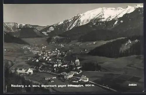 AK Neuberg a. d. Mürz, Ortsansicht gegen Schneealpe