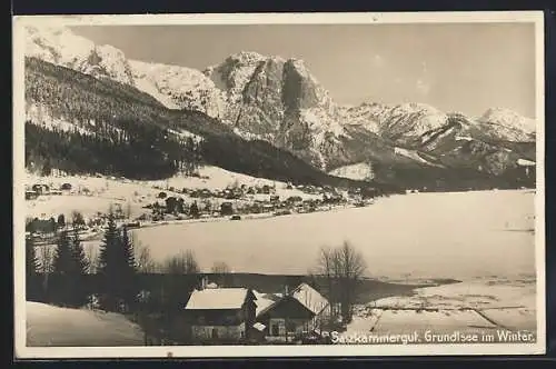 AK Grundlsee /Salzkammergut, See und Berge im Winter