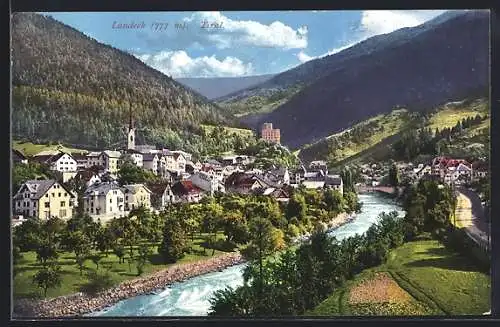 AK Landeck /Tirol, Ortsansicht mit Blick ins Flusstal