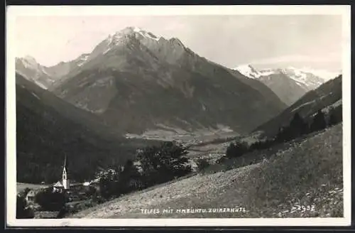 AK Telfes, Kirche mit Habicht und Zuckerhütl