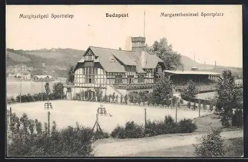 AK Budapest, Sportplatz auf der Margaretheninsel