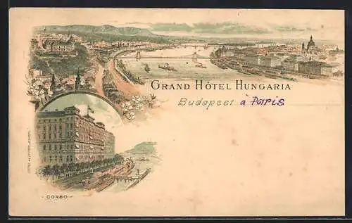 Lithographie Budapest, Grand Hotel Hungaria, Corso