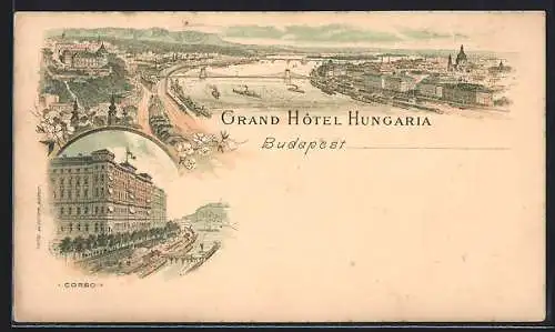 Lithographie Budapest, Grand Hotel Hungaria, Corso