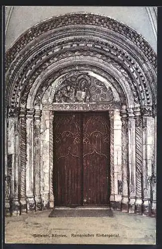 AK Millstatt, Romanisches Kirchenportal