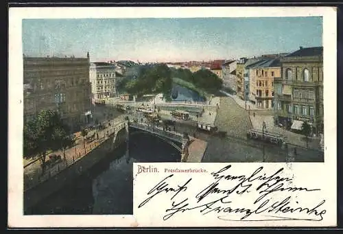 AK Berlin, Potsdamerbrücke mit Strassenbahn