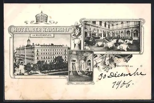 AK Berlin, Hotel Der Kaiserhof am Wilhelmplatz, Restaurant, Vestibul