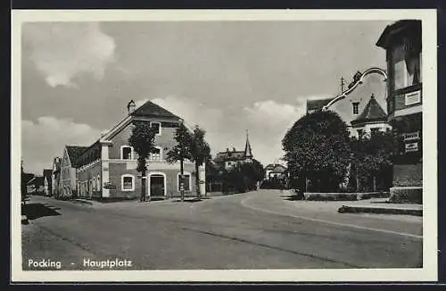 AK Pocking, Hauptplatz mit Blick zur Kirche