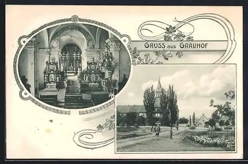 AK Grauhof / Goslar, Kloster - Kirche und Blick zum Altar