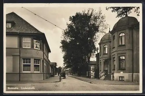 AK Bramsche, Lindenstrasse mit Litfasssäule